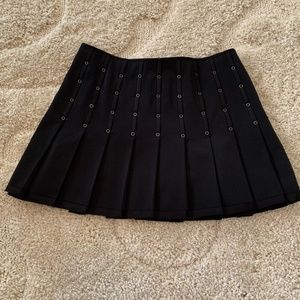Elie Tahari Pleated Black Grommet Mini Skirt